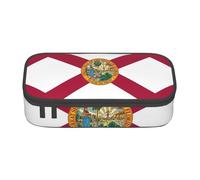 bmnaswt Florida State Flag Print Large Capacity Layered Pencil Pouch, Zipper Storage Bag with Mesh Pocket & Pen Slots