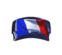 bmnaswt French Flag Print Adult Sunscreen Visor Cap, Adjustable Fit Sports Golf Running Sun Caps, All Seasons Black