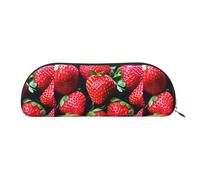 bmnaswt Fresh Strawberry Print Storage Pouch,Cross Grain Zipper Pouch, Elegant Portable Makeup Stationery Bag