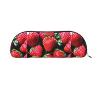 bmnaswt Fresh Strawberry Print Storage Pouch,Cross Grain Zipper Pouch, Elegant Portable Makeup Stationery Bag