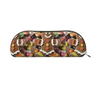 bmnaswt Gingerbread Man Candy Print Storage Pouch,Cross Grain Zipper Pouch, Elegant Portable Makeup Stationery Bag