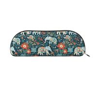 bmnaswt Gorgeous Meadows Pattern with Floral Elephant in Print Storage Pouch,Cross Grain Zipper Pouch, Elegant Portable Makeup Stationery Bag