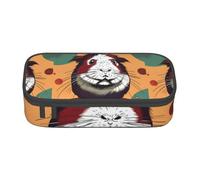bmnaswt Guinea Pig Pattern Print Large Capacity Layered Pencil Pouch, Zipper Storage Bag with Mesh Pocket & Pen Slots