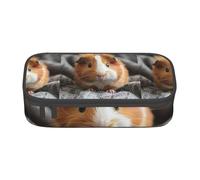 bmnaswt Guinea Pig Print Large Capacity Layered Pencil Pouch, Zipper Storage Bag with Mesh Pocket & Pen Slots