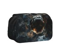 bmnaswt Horror Ghost Skull Print Double Clamshell Pen Case, Oxford Cloth Pouch with Zipper Pockets, Ideal Present