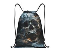 bmnaswt Horror Ghost Skull Print Drawstring Bag, Foldable Gym Backpack For Beach, Hiking, Gym & Daily Errands