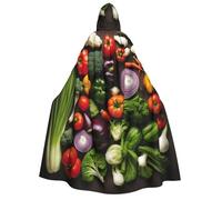 bmnaswt Introduction Of Various Vegetables Print Hooded Cape Adult Halloween Hooded Cloak, Ideal For Cosplay, Parties & More