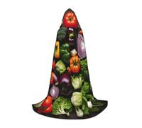 bmnaswt Introduction Of Various Vegetables Print Hooded Cape, Elevate Your Festive Look, Big Hood & Bow Tie, For Halloween/Cosplay