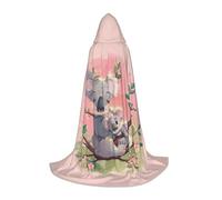 bmnaswt Koala Bear Print Hooded Cape, Elevate Your Festive Look, Big Hood & Bow Tie, For Halloween/Cosplay