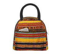 bmnaswt Native American Pattern Print Insulated Lunch Bag, Lunch Bag with Front Pocket, Insulated Lunchbox with Zippers