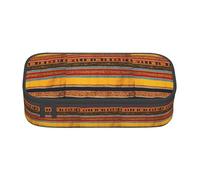 bmnaswt Native American Pattern Print Large Capacity Layered Pencil Pouch, Zipper Storage Bag with Mesh Pocket & Pen Slots