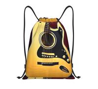 bmnaswt Note Guitar Print Drawstring Bag, Foldable Gym Backpack For Beach, Hiking, Gym & Daily Errands