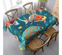 bmnaswt Ocean Underwater Fish Print Rectangle Tablecloth, Decorative Party Tablecloth Washable Table Cover For Indoor Outdoor