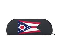 bmnaswt Ohio State Flag Print Storage Pouch,Cross Grain Zipper Pouch, Elegant Portable Makeup Stationery Bag