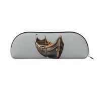 bmnaswt Old Viking Boats Print Storage Pouch,Cross Grain Zipper Pouch, Elegant Portable Makeup Stationery Bag