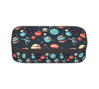 bmnaswt Outer Space Planet Print Large Capacity Layered Pencil Pouch, Zipper Storage Bag with Mesh Pocket & Pen Slots
