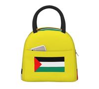 bmnaswt Palestine Flag Print Insulated Lunch Bag, Lunch Bag with Front Pocket, Insulated Lunchbox with Zippers
