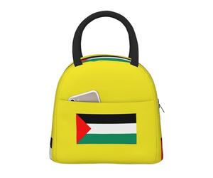 bmnaswt Palestine Flag Print Insulated Lunch Bag, Lunch Bag with Front Pocket, Insulated Lunchbox with Zippers