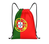 bmnaswt Portuguese Flag Print Drawstring Bag, Foldable Gym Backpack For Beach, Hiking, Gym & Daily Errands