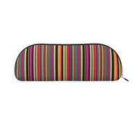 bmnaswt Rainbow Colored Striped Print Storage Pouch,Cross Grain Zipper Pouch, Elegant Portable Makeup Stationery Bag