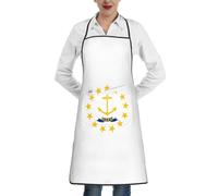 bmnaswt Rhode Island State Flag Print Apron With Pocket, Polyester Cooking Apron For Kitchen, Restaurant, Craft
