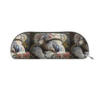 bmnaswt Sleeping Koala Cap Print Storage Pouch,Cross Grain Zipper Pouch, Elegant Portable Makeup Stationery Bag