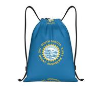 bmnaswt South Dakota Flag Print Drawstring Bag, Foldable Gym Backpack For Beach, Hiking, Gym & Daily Errands