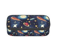 bmnaswt Starry Sky Universe Space Print Large Capacity Layered Pencil Pouch, Zipper Storage Bag with Mesh Pocket & Pen Slots