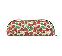 bmnaswt Strawberry Pattern Print Storage Pouch,Cross Grain Zipper Pouch, Elegant Portable Makeup Stationery Bag