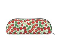 bmnaswt Strawberry Pattern Print Storage Pouch,Cross Grain Zipper Pouch, Elegant Portable Makeup Stationery Bag