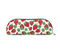 bmnaswt Strawberry Pattern Print Storage Pouch,Cross Grain Zipper Pouch, Elegant Portable Makeup Stationery Bag