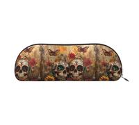 bmnaswt Sugar Skulls Butterfly Print Storage Pouch,Cross Grain Zipper Pouch, Elegant Portable Makeup Stationery Bag