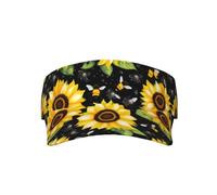 bmnaswt Sunflower Bees Print Adult Sunscreen Visor Cap, Adjustable Fit Sports Golf Running Sun Caps, All Seasons Black
