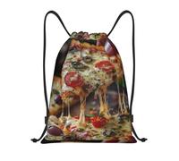 bmnaswt Tasty Pizza Print Drawstring Bag, Foldable Gym Backpack For Beach, Hiking, Gym & Daily Errands
