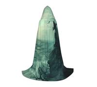 bmnaswt The Sea Witch Inspired Print Hooded Cape, Elevate Your Festive Look, Big Hood & Bow Tie, For Halloween/Cosplay