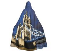 bmnaswt Tower Bridge In London Print Halloween Adult Hooded Cloak, Unisex Hooded Robe Cloak Long Cape For Cosplay/Party