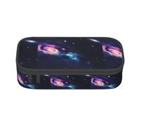 bmnaswt Universe Galaxy Space Print Large Capacity Layered Pencil Pouch, Zipper Storage Bag with Mesh Pocket & Pen Slots