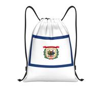 bmnaswt West Virginia State Flag Print Drawstring Bag, Foldable Gym Backpack For Beach, Hiking, Gym & Daily Errands
