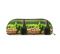 bmnaswt Wine Bottle Corks Grapes Print Storage Pouch,Cross Grain Zipper Pouch, Elegant Portable Makeup Stationery Bag