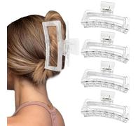Bmobuo 5 Inch Extra Large Claw Clips for Strong Hold - XL Jumbo Matte Hair Clips 4PCS Oversized Giant Clips for Long Curly Hair for Women (Clear)