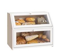 BMOSU Bamboo Bread Box, Farmhouse Style, Extra Large Capacity with Clear Window