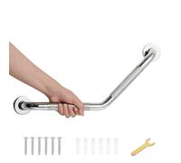 Bmoytu 20 Inch Bathroom Grab Bar, Chrome Angled Grab Bar with Anti-Slip Knurled Grip, Stainless Steel Bath Balance Bar, 1.0" Tube Safety Hand Rail Support, Handicap Elderly Senior Assist Bath Handle