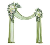 BMQDSM Wedding Arch Flowers with Drapes (Set of 3) Decor and Wedding Arch Draping Artificial Flower Arrangements Wedding Decorations for Reception Wedding (Green)