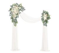 BMQDSM Wedding Arch Flowers with Drapes (Set of 3) Wedding Decor and Wedding Arch Draping Artificial Flower Arrangements Wedding Decorations for Reception Wedding (White Champagne)