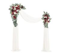 BMQDSM Wedding Arch Flowers with Drapes (Set of 3) Wedding Decor and Wedding Arch Draping Artificial Flower Arrangements Wedding Decorations for Reception Wedding (Red White)