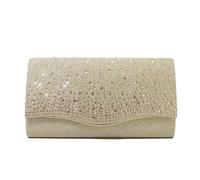 BMQY Women's Clutch Bag Wedding Bag With Chain Party Clutches Sparkly Diamantes Card Slots Mirror for Cocktail Dresses Brides (Gold)