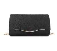 BMQY Women's Clutch Bag Wedding Bag With Chain Party Clutches Sparkly Diamantes Card Slots Mirror for Cocktail Dresses Brides (Black)