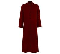 Bmrbndc Men Priest Robe Black Long Stand-Collar Button-Down Cleric Costume Robe Halloween Fancy Dress Outfit for Church Role Play Cosplay (Red, S)