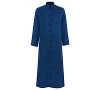 Bmrbndc Men Priest Robe Black Long Stand-Collar Button-Down Cleric Costume Robe Halloween Fancy Dress Outfit for Church Role Play Cosplay (Blue, S)