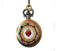 BMRYKCB All Saints Catholic Church Sacred Heart Pocket Watch Necklace Sacred Heart of Jesus Christian Jewelry Art Picture Jewelry